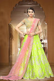 Green Color Wedding Ghagra Choli Zari Embroidery & Stone Work Bridal Lehenga Choli
