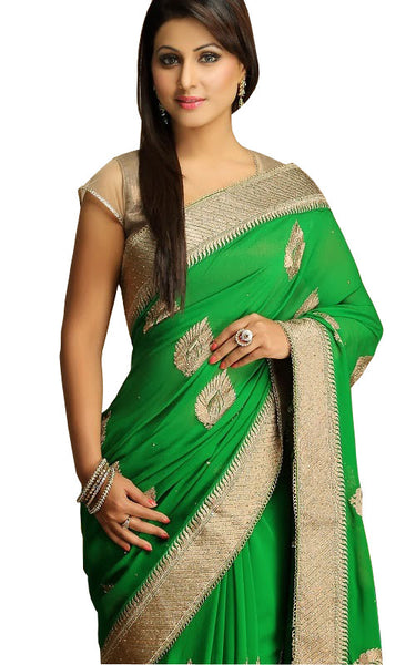 Gorgeous Bollywood Green Party Wear Saree For Women
