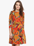 multicolored-printed-shift-dress-3/4th-sleeves-designer-western-wear-sft19