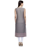 Trendy Designer Crepe Sleevless Grey Kurti For Women
