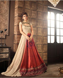 Indo Western Lehenga For Women Dark Orange & Beige Digital Print Lehenga Choli