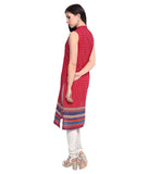 Cotton Kurtis Collection Red Straight Sleeveless Cotton Kurti And Kurtas