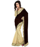 Velvet Bridal Sarees Embroidered Border Net Saree With The Blouse