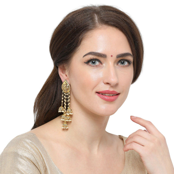 Latest Jewelry Gold Plated Earrings With Jhumka Hangings