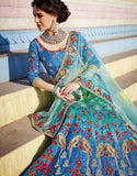 Latest Lehenga Choli Royal Art Silk Blue Color Embroidered Semi Stitched Bridal Lehenga Choli