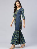 Latest Sharara Suits Blue & Green Printed Sharara Suits Online