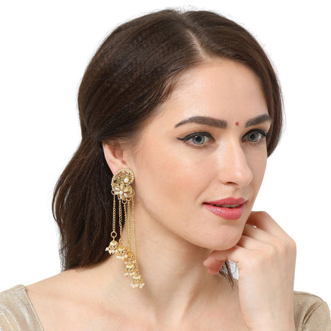 Long Chain Earrings With Stone And Pearl Work Earrings For Women