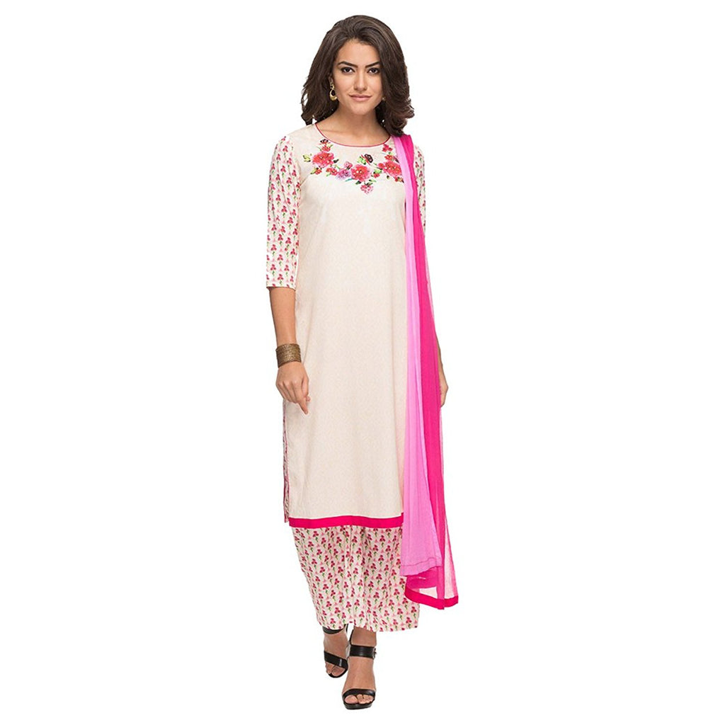 Buy Black & White Printed Pure Silk Kurti with Lakhnavi Palazzo Online in  India | Colorauction