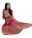 Pink Color Net Saree Designed With Heavy Embroidery & Stone Work