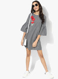 grey-coloured-check-printed-embroidered-shift-dress-sft07