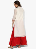 Long Kurta With Skirts - Kurta With Button And Sequence Detailing And With Embellished Skirt Festival Offer