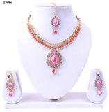 Neck Choker Online Baby Pink Colored Alloy With Moti & Diamond Choker Necklace