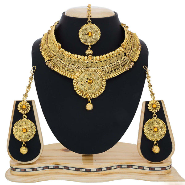 Neck Jewelry Stone Work Golden Bridal Jewelry For Women