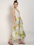 Off-White Floral Printed Maxi Dress