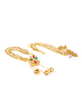 Off-White Gold-Plated Handcrafted Kundan Stone-Studded Jhumki - Jhumka Earring Chain Jewellery Set