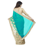 Bollywood Designer Original Women's Turquoise Saree With Blouse Piece