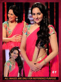 pink-bollywood-georgette-sarees-sonakshi-sinha's-designer-bollywood-sarees-with-golden-lace-border