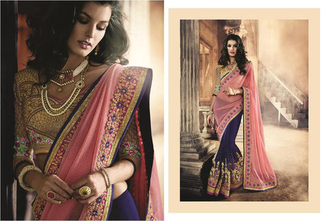 Urban-Naari-Pink-And-Blue-Colored-Lycra-Net-And-Georgette-Saree