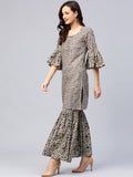 Party Wear Sharara Suits Beige & Brown Printed Sharara Suits Online