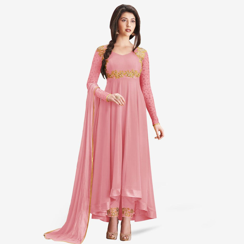 Georgette Designer Embroidered Ladies Partywear Semi-Stiched Pakistani Anarkali  Gown at Rs 950 in Surat