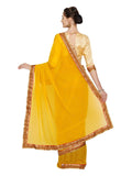 Plain Yellow Chiffon Saree