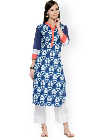 Printed Palazzo Suits Blue Kurta With White Palazzo Salwar Suits Online