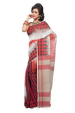 handwoven-cotton-sarees-red-black-&-silver-three-colors-checks-print-handloom-sarees