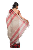handwoven-cotton-sarees-red-black-&-silver-three-colors-checks-print-handloom-sarees