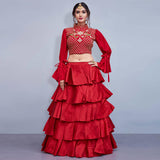 Designer Red Lehenga Party Wear Fancy Art Silk Red Lehenga