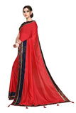 Red Sarees - Women's Cotton Art Silk Designer Red Saree with Blouse Piece