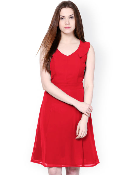 Red Fit & Flare Dress Skater Dress For Valentine's Day Special Dress