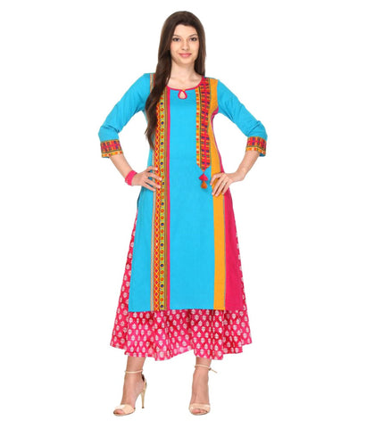 Urban-Naari-Light-Blue-Colored-Designer-Cotton-Blend-Printed-Stitched-Kurti