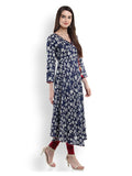 Rose Printed Angrakha Style Anarkali Asymmetrical Anarkali Kurta