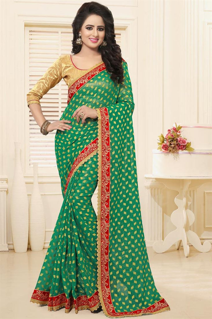 Georgette Sarees With Patch Border Work Work SR00491398