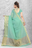 Urban-Naari-21754-Sea-Green-Designer-Cotton-Silk-Zari-Embroidered-Saree
