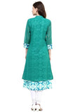 Classy Floral Cotton Green Kurti For Women