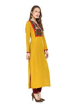 Designer Cotton Yellow Kurti For Women