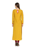 Designer Cotton Yellow Kurti For Women