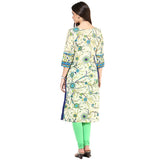 Designer Printed Stylish Cotton Beige Multicolor Kurti For Women