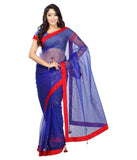 Blue Color Net Saree Designed With Embroidery & Lace Work