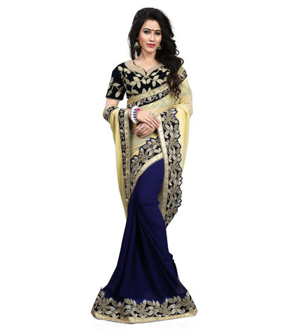 fs-18-designer-half-&-half-style-georgette-sarees-embroidered-border-work-festival-sarees-with-embroidered-blouse