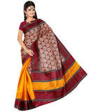 Bhagalpuri Art Silk Yellow & Red Printed Silk Sarees With Broad Border For Women