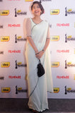 Sonam Kapoor's Designer Off-White Saree Chiffon Plain Saree With Border