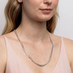 Silver solid curb chain hot sale
