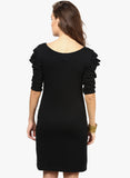 black-embroidered-shift-dress-3/4th-sleeves-designer-dress-sft09