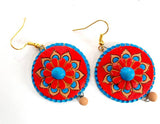 Latest Design Red Flower Terracotta Dangle Earrings Terracotta Jewellery Designs