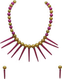 Designer Multicolored Terracotta Necklace Earrings Set Funky Jewel Set Handmade Terracotta Design