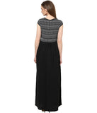 Designer Partywear Black Maxi Dress Polyester Maxi Dress For Women With Lura Print