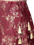 Top With Long Skirt Set - Indowestern Beige & Maroon Shirt With Skirt Set