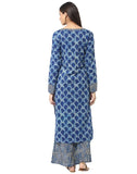 Trendy Blue Long Kurta And Palazzo Printed Plazo Salwar Suits For Women